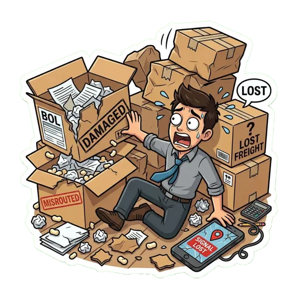 Person dealing with lost and damaged freight shipments